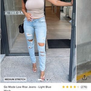 Fashion Nova Light Blue Distressed Skinny Jeans